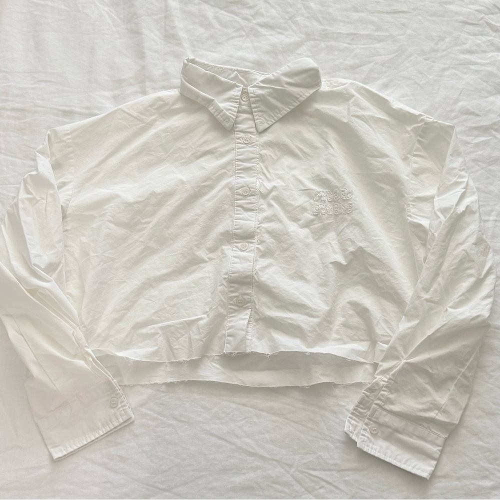 Miu Miu cropped long sleeve button down shirt brand new never worn size medium